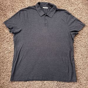 Vince Cotton/Modal Short Sleeve Polo Shirt (Men's XXL) Black Grey